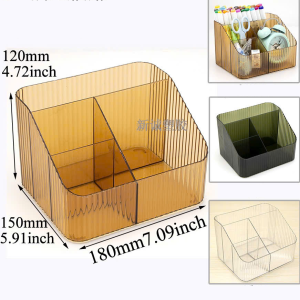 Khay Hộp Nhựa Trong Suốt 3 & 4 Ngăn Đựng Mỹ Phẩm Đồ Trang Điểm VPP Để Bàn Sang Trọng Ngăn Nắp và Tiện Lợi