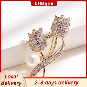 [COD]  HOT SALE Ship within 24 hours 1Pc Brooch Rhinestone Tulip Flower Brooch Anti-glare Suit Brooch Collar Pin Jewelry