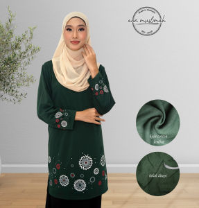 Premium Tshirt baju muslimah perempuan (S-3XL) Cotton |Cutting A| Corak batik bunga | baju wanita