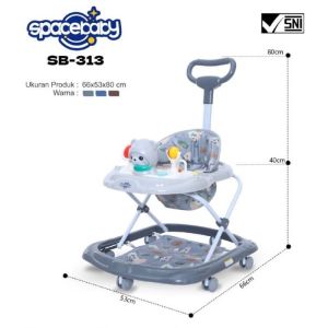 Space Baby walker Kursi Belajar  Jalan Anak + Tatakan Kaki +Tongkat Dorongan SB 316 // 317 // 711 / PMB BW-603 / SB 313 // 318