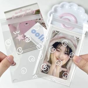50 Pcs Transparent Idol Photo Card Storage Bag Star Ribbon Bow Style OPP Self-adhesive Packaging Bag Small Card Gift Packaging Bag