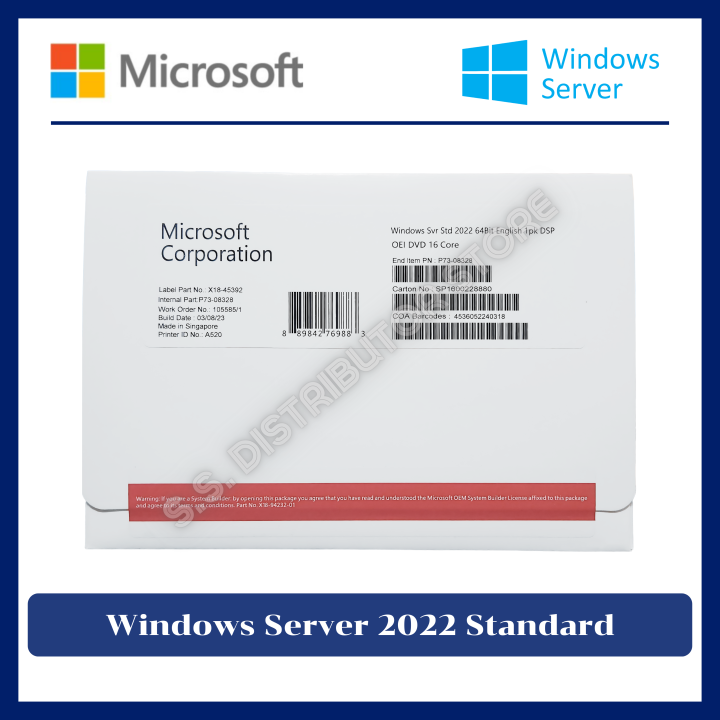 Windows Server 2022 Standard 64 Bit (OEM) P73-08328 | Lazada.co.th