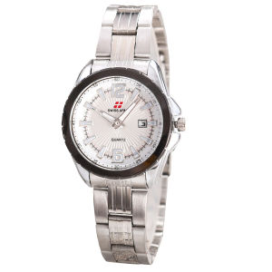 Swiss Army Jam Tangan Pria Keren Leather Strap Rantai SA 5389 Silver white