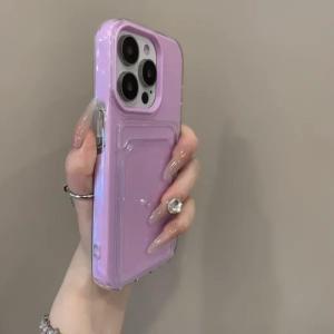 Sang trọng rõ ràng khe cắm thẻ chủ trường hợp điện thoại cho IPhone 16 15 14 11 13 12Pro Max ví 2 trong 1 mềm bảo vệ chống sốc kẹo bìa