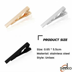 Seeko  Stainless steel unique tie strap clip formal occasion tie accessories silver gold black