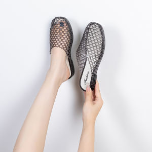 Free Shipping 2026 New Fashion Open-Toe Crystal Sandals WomenS Summer Chunky-Heeled Beach Sandals Breathable Half-Slipper Style