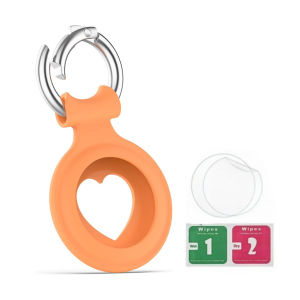 Airtag HolderHard PC IML Airtag Case with Keychain Compatible with Air TagDust and Shock Proof Air Tag Holder for KidsDogsCatsKeysLuggage-Golden