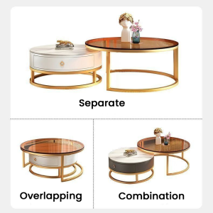 🔥READY STOCK🔥Tempered Glass 2 Coffee Table With Drawer Table Light Luxury Side Table