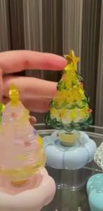 Ceramic Merry Christmas Tree/Gourd Shaped Ornaments 360-degree Rotate Crystalline Glaze Creative Decoration For Desk Car Diy Toy