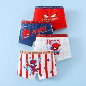 Boys Cotton Underwear 4 Pieces Set Superhero Print Underpants for Kids