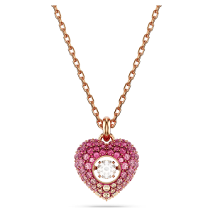 💖Swarovski💖(New) Hyperbola Pink Heart-Shaped Diamond Pendant Necklace S925 Sterling Silver Womens Fashion Necklace Hypoallergenic Non-allergenic Valentines Day Gift Birthday Gift for Girlfriend Bestie