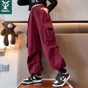 2024 New StyleCargo Pants For Kids Girl 4 Multi-pockets Anti-mosquito Jogging Pants for Kids Girl 6-13YEARS Baggy Pants Cargo Baggy Pants New Pants Aesthetic Korean Style