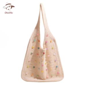 Fashion Women Tote Bag Handmade Crochet Large Capacity Shoulder Bag for Beach and Casual Outings