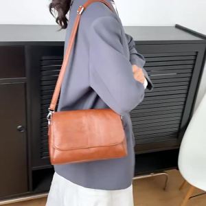 AE European and American soft leather large-capacity fashion wide crossbody bag for women stylish pillow bag shoulder and handbag for women