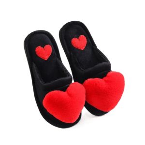 YOCKY Velvet Heart Fluffy Slippers Thick Anti Slip Slippers Women Patchwork Comfortable Warm Plush Slippers Winter/Fall