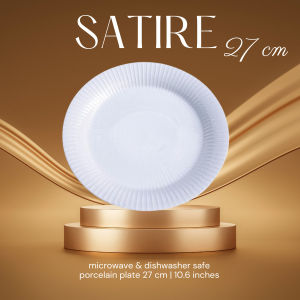 SATIRE Porcelain Plate 28 cm | Piring Sajian Keramik | Piring Porselen | Porcelain Serving Plate | Piring Saji Aestetik | Piring Estetik Porselen