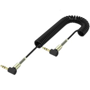 Coiled 3.5mm Car AUXs Sound Cable Adapter Wire Line to 3.5mm Male Speaker Cable for Car