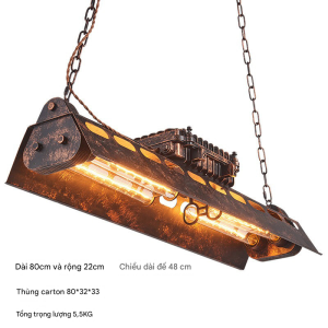 Đèn Thả Trần Khung Sắt Hiệu Ứng Gỉ Sét Phong Cách Vintage Industrial