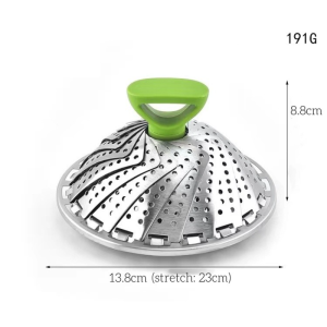 Stainless Steel Foldable Round Steamer Cookware Steamed Dumpling Rice Cooking Container for Kitchen