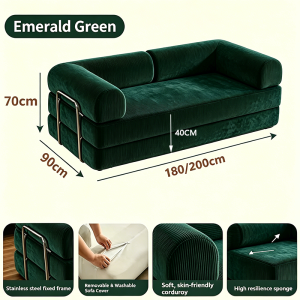 2 In 1 Folding Sofa Bed Integrated Dual-Purpose Full Sponge Roll Pack Compressed Fabric Sofa With Armrest