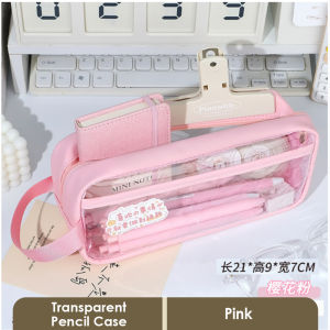 Korean INS Simple Pencil Case Transparent Matte Large Capacity Waterproof Pen Bag For Student Stationery Storage Box