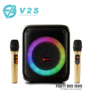 V2S PartyBox  2000 Wireless Rechargeable Bluetooth TWS Digital Audio Sound Speaker System Trolley Type W /1 Wireless Mic