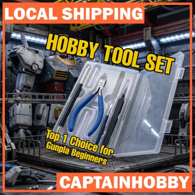 Premium Hobby Tools Set 5 Pcs including Side Cutter/ Hobby Nipper Design Knife File Tweezer Tool Box for Gunpla Gundam and Tamiya Scale Model building