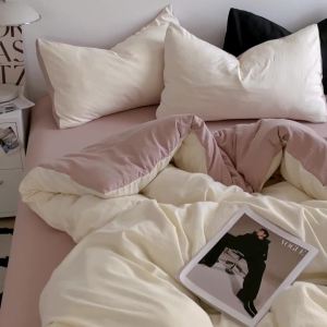 a Maternity-grade Thickened Washable Brushed Cotton Bed Sheet Four-piece Set Solid Color Duvet Cover Set Student Dormitory Three-piece Set Bed Skirt 4LZD