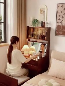 CraftedLiving SG-New solid wood dressing table/bedside table integrated small makeup table for bedroom mini dressing table flip-top dress