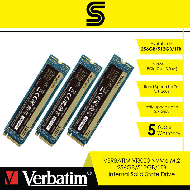 VERBATIM Vi3000 NVMe 256GB/512GB/1TB Internal Solid