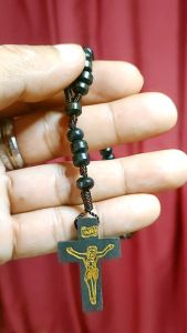 Wood Rosary Black Pocket Size Can Be Used for Cars