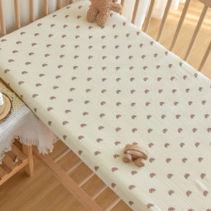 100% Cotton Crib Fitted Sheet Cartoon Printed Baby Bed Mattress Protector Cover with Elastic Band