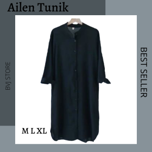 tunik wanita terbaru 2021 kekinian Alien Tunik M L XL atasan korea wanita terbaru 2021 kekinian baju ailen tunik putih hitam modern atasan import Baju Viral Tunik Lebaran Lengan Panjang moscrepe Korean style Baju Modern Tunik polos Murah Muslim COD - BVJ