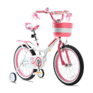 RoyalBaby Girls Kids Bike Jenny 16 Inch Bicycle Basket With Training Wheels and Kickstand White Pink Childs Cycle