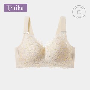 TENIKA บราลูกไม้ส บราไร้ขอบ BRA เสื้อชั้นในสาวอวบ เน้นกระชับ เก็บทรงเต็มเต้า เก็บเนื้อส่วนเกินดี ไม่ปลิ้น รอบอก -38