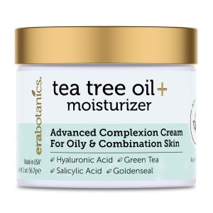 Era Organics Tea Tree Moisturizer Cream - Advanced Oily Skin Moisturizer for Acne Prone Skin - Non-Greasy Tea Tree Oil Face Cream Enhanced With Salicylic Acid Green Tea Zinc - Made in USA