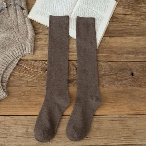 REEBO  Elastic Cotton For Girl Solid color JK Women Stockings Knee High Socks Calf Sock Hosiery