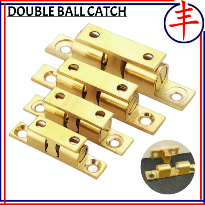 Brass Double Ball Catch Door Stop Lock Buckle Cupboard for Door