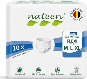 Nateen Flexi Maxi Adult Pull-Ups – Overnight Leak-Free Protection Gentle Comfort Fit (M / L / XL 10 pcs)