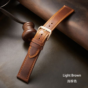 Vàng Khóa da thật phong cách cổ điển Dây Đeo 18Mm 19Mm 20Mm 21Mm 22Mm Vòng Đeo Tay Mềm đồng hồ cho doanh nhân Ban Nhạc Retro Khâu Dây Đeo Cổ Tay