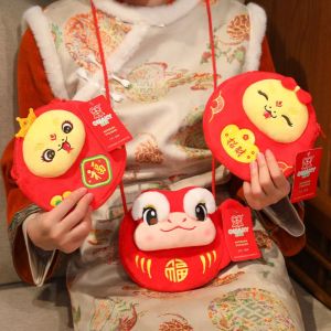 NEXUS Lucky Money Zodiac Snake Plush Crossbody bag Chinese Red Packet Lucky Money Wallet Plush Toys Gift Red Snake Year Money Bag Childrens Gift