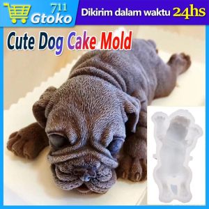 Besar 6 Inch Cetakan Silikon Anjing 3D Cetakan Fondant Kue Pesta Cokelat Cetakan Kue Toppers Dekorasi