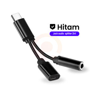 [RO ACC] TYPE C JACK AUDIO SPLITTER 2 IN 1 JACK 3.5MM WITH CHARGING PORT