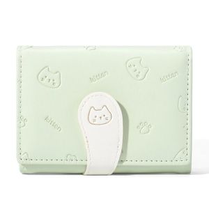 New Kitten Print Wallet Short Cute Small Purse Womens Student Card Holder