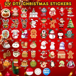 Waterproof UV DTF Christmas Stickers | Ideal for Water Bottles Cups Mugs | Laptops & Phone Cases | Gifts