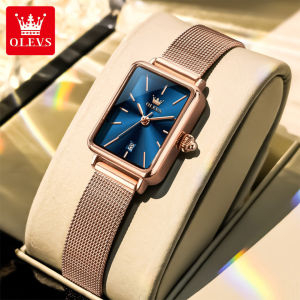 OLEVS 3692 Quartz Fashion Women Watch Gift Stainless Steel Watchband Square-dial Wristwatch Calendar