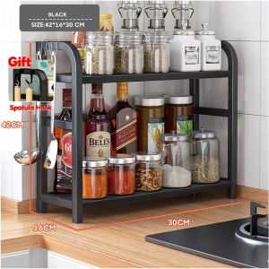 Kitchen Microwave Oven Rack 2/3 Layer Telescopic Adjustable Carbon Steel Multi-purpose Storage Rack