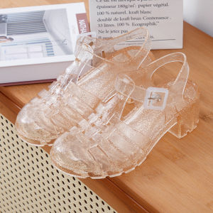 [Free Shipping] WomenS Summer Sandals With A Transparent Crystal Design Lightweight And Breathable Fashionable And Versatile High-Heeled Beach Shoes