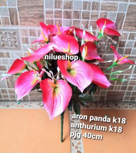 HARGA TERMURAH Bunga Anthurium /Aron Panda Kuntum 18/Bunga plastik/Bunga Artificial/Bunga Dekorasi /Bunga hiasan/bunga anthurium 18 bunga saja tanpa.pot Bunga Dekorasi bunga aron panda  diameter besar Bunga hiasan Bunga Aron  Bunga palsu