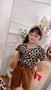 Atasan Anak Kemeja Anak Cewek Leopard Bahan Rayon Neeca Kiddos Size 2 4 6 8 10 Tahun